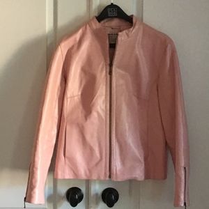 pink 100% leather crop jacket